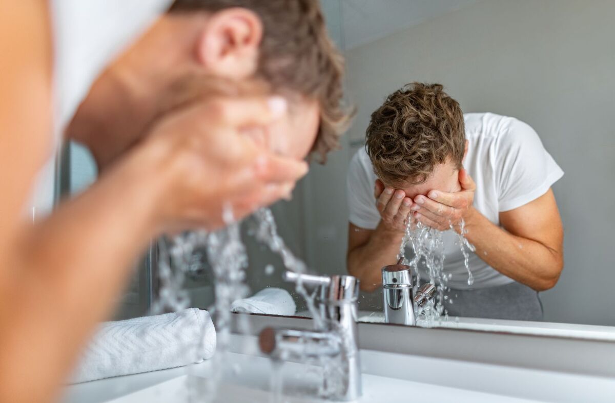 Man washing face